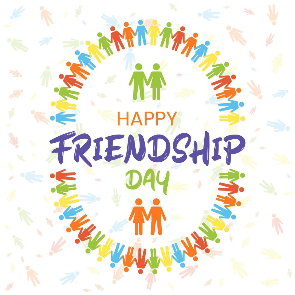 färgglad glad vänskapsdag illustration på mönsterbakgrund vektor
