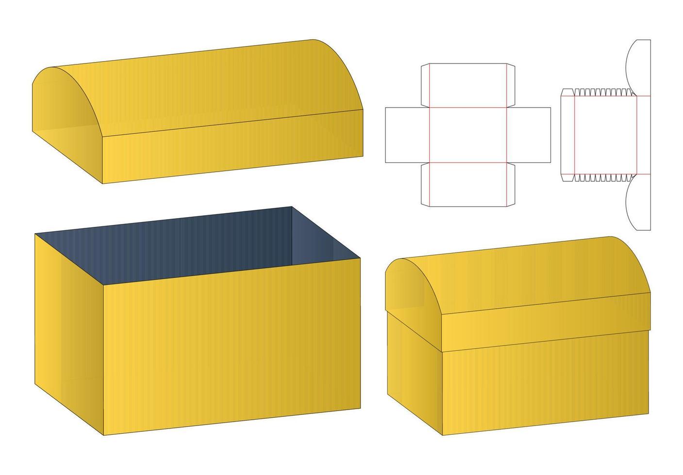 låda förpackning stansad mall design. 3d mock-up vektor