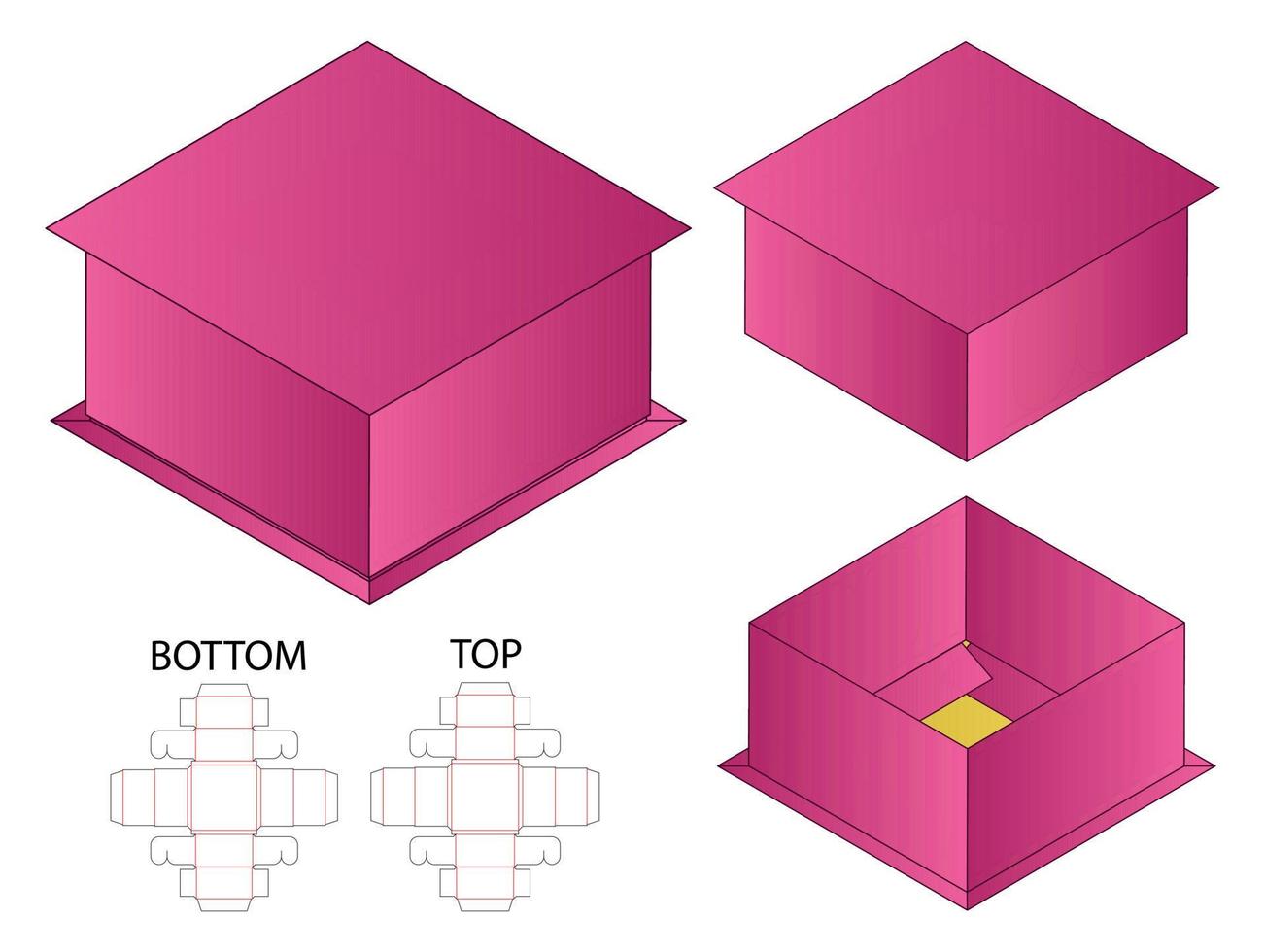 Box Verpackung gestanzte Vorlage Design. 3D-Modell vektor