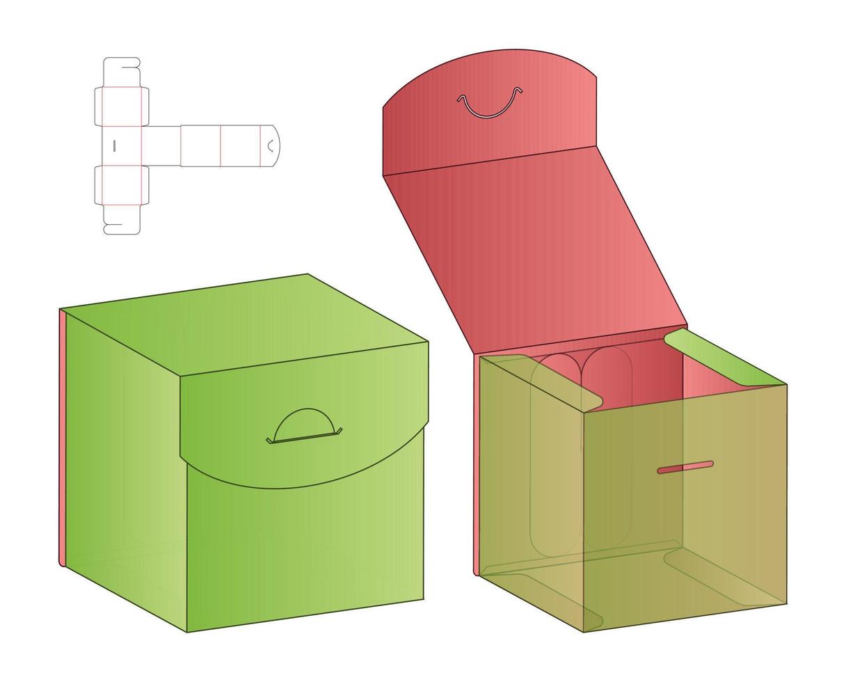 låda förpackning stansad mall design. 3d mock-up vektor