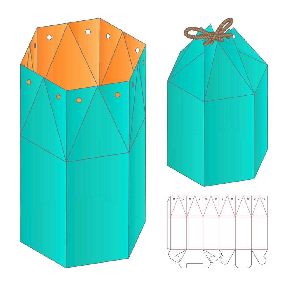 Box Verpackung gestanzte Vorlage Design. 3D-Modell vektor