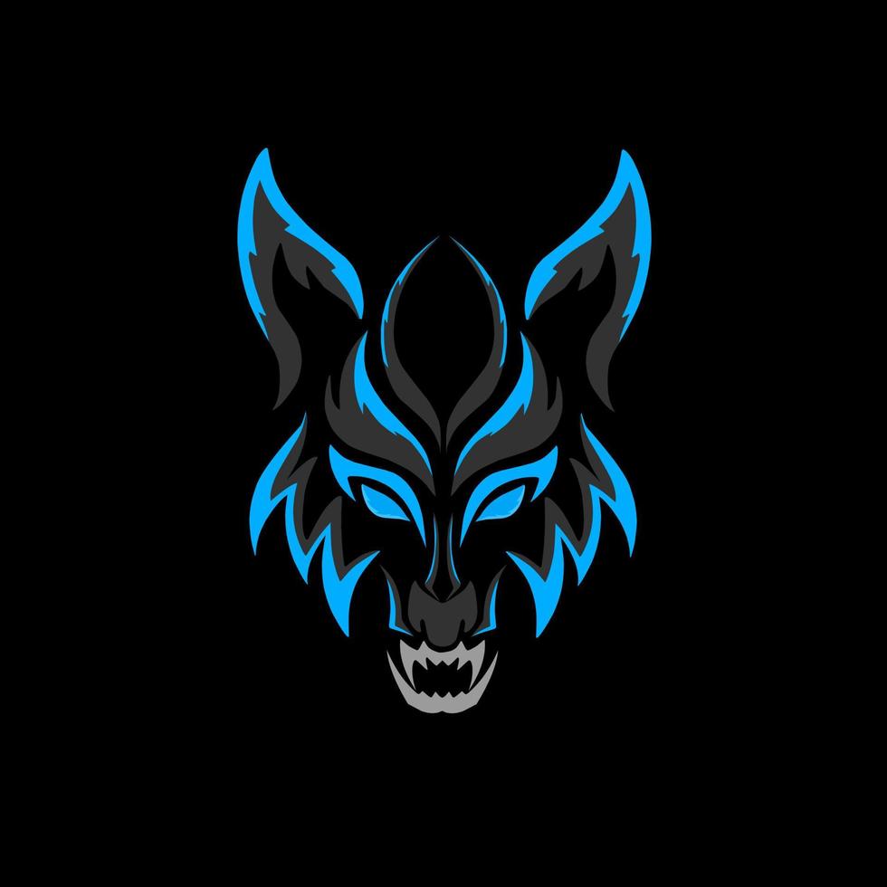 illustration vektorgrafik av tribal wolf neon blå färg vektor