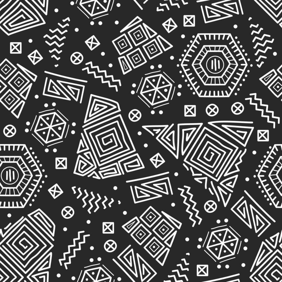 mayan patchwork seamless mönster. svarta och vita färger. vektor