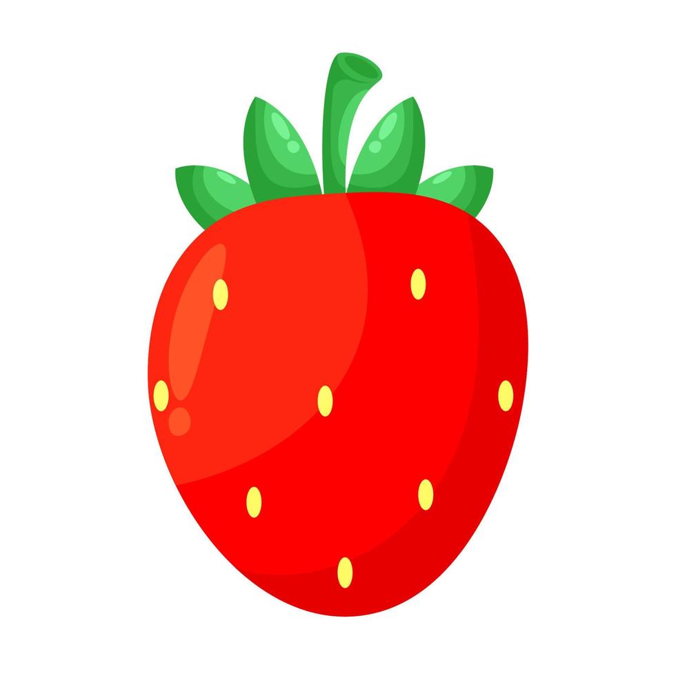 söt tecknad jordgubbe. vektor illustration isolerad på vit bakgrund. röd och mogen jordgubb. Bär för barn bok