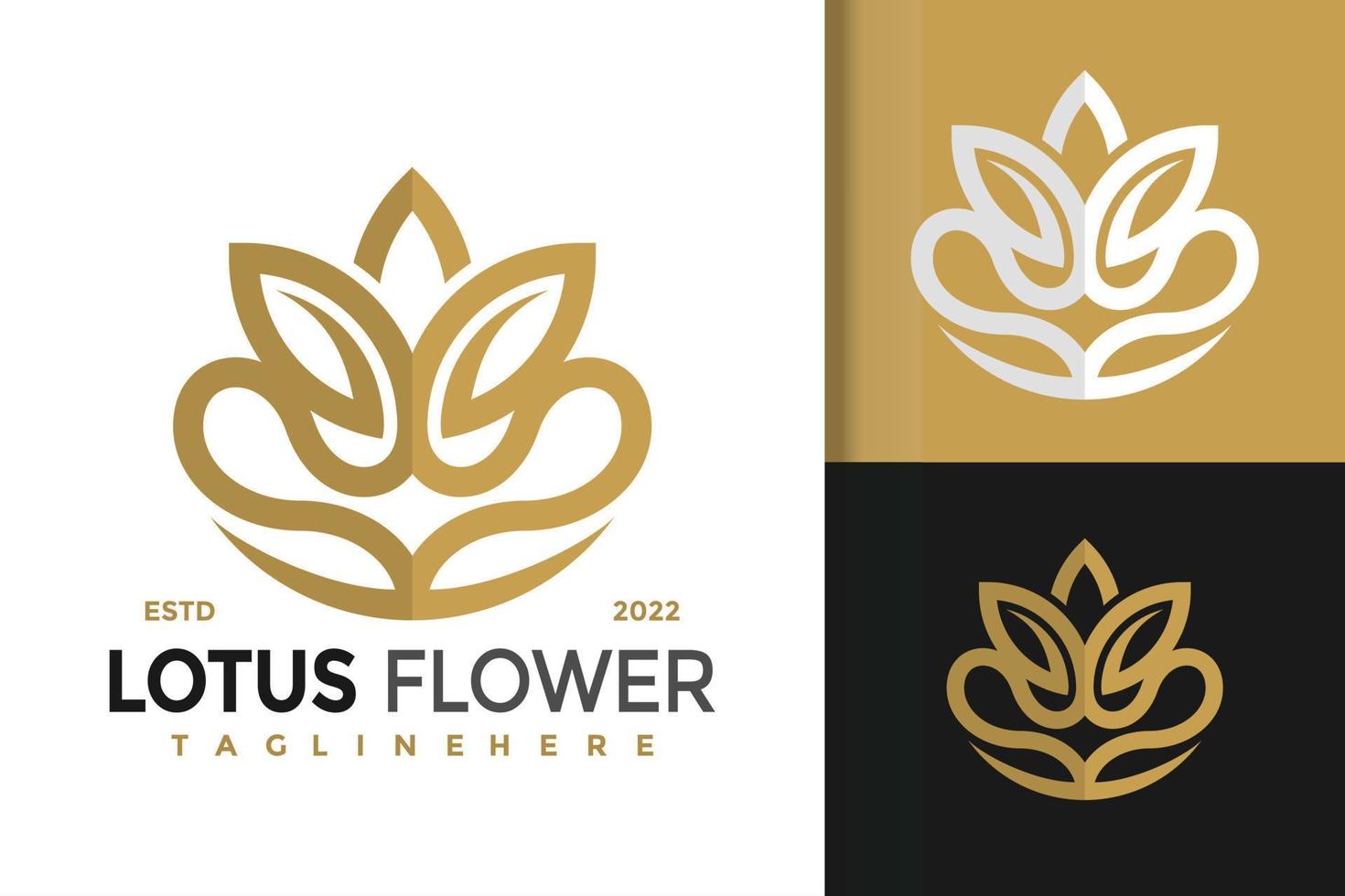 natur lotusblomma yoga modern logotyp design vektor mall