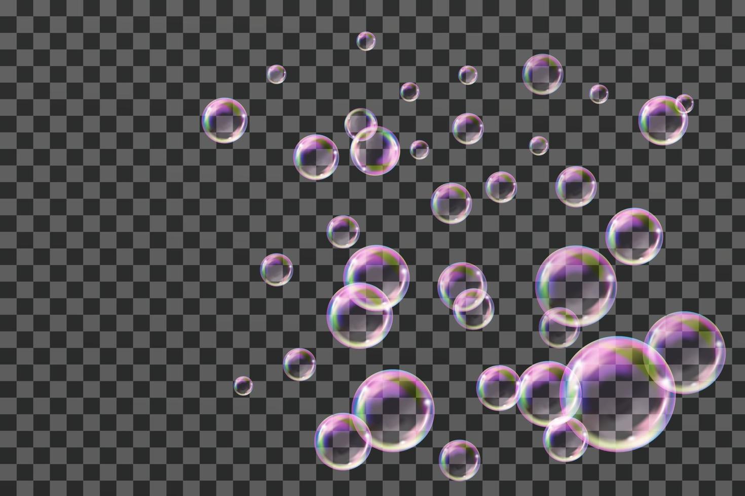 uppsättning genomskinliga såpbubblor på rutig background.reaistic färgade balls.vector textur. vektor