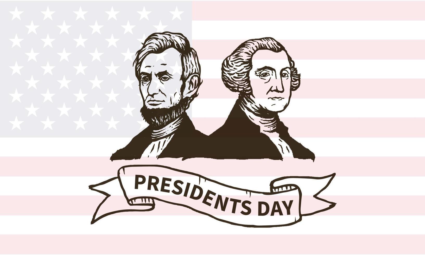 glad presidents dag i USA. Washingtons födelsedag. federal helgdag i Amerika. firas i februari. affisch, banderoll och bakgrund vektor