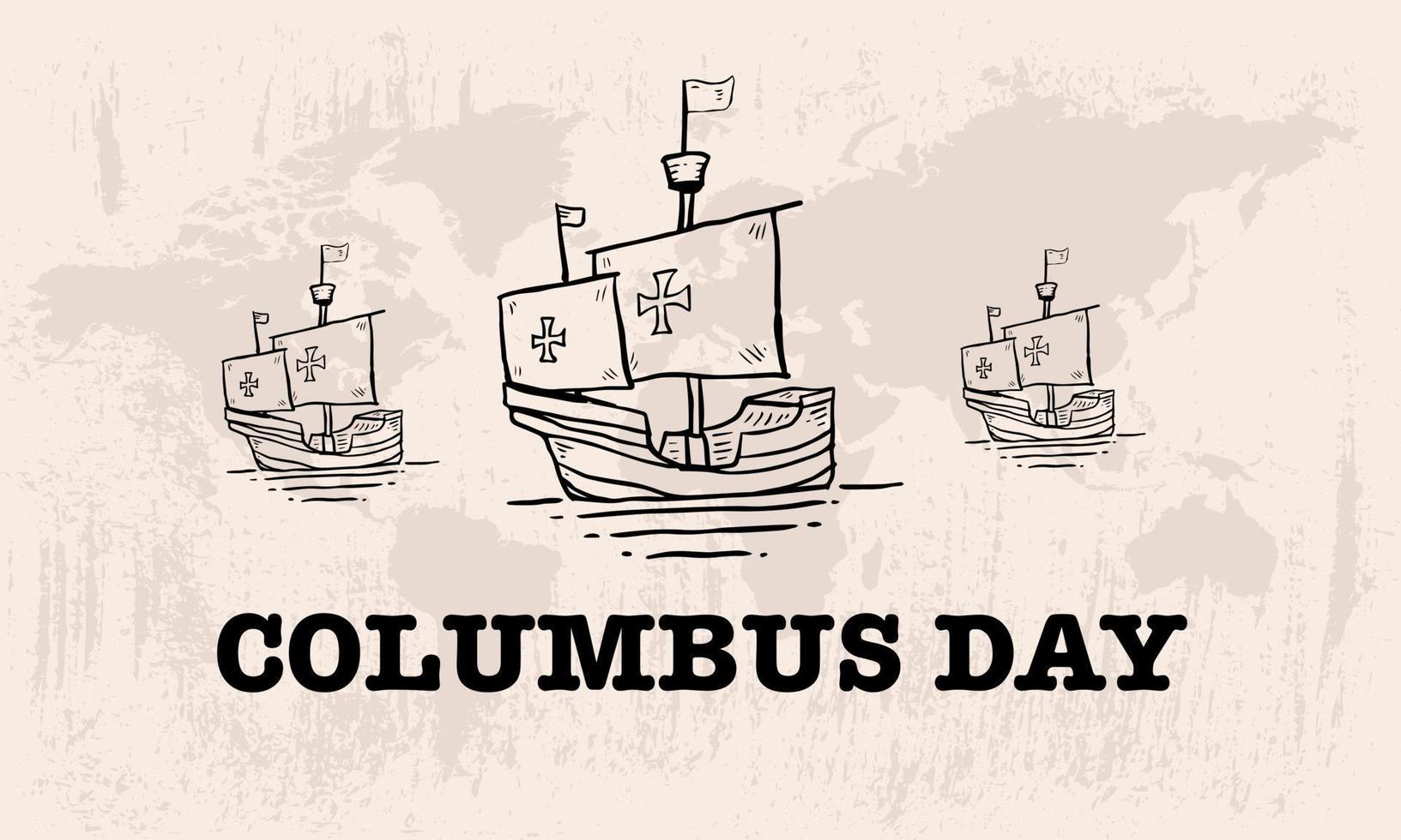 Columbus Day Grußkarte oder Hintergrund. Vektor-Illustration. vektor