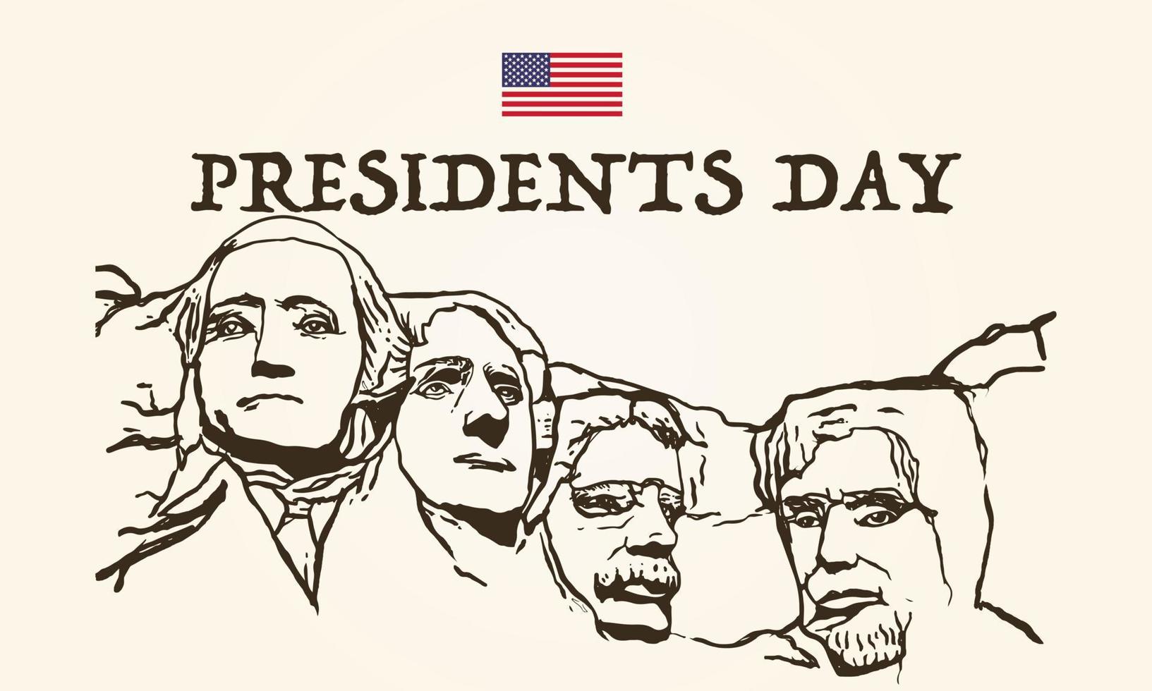 glad presidents dag i USA. Washingtons födelsedag. federal helgdag i Amerika. firas i februari. affisch, banderoll och bakgrund vektor