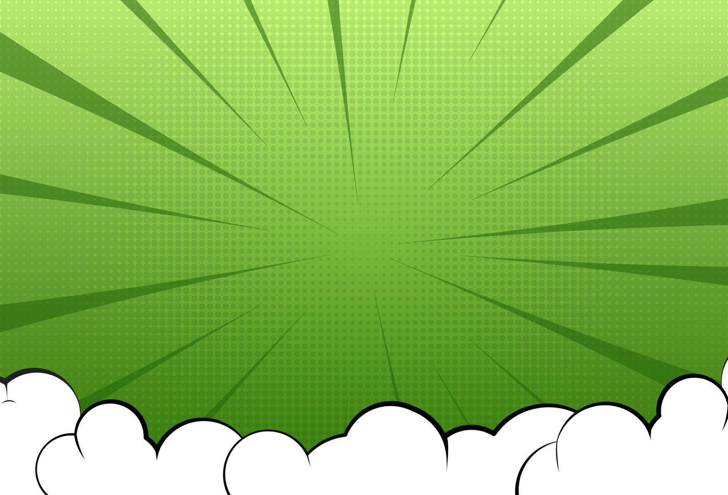 moderner Comic-Hintergrund mit Wolke, grüner Farbverlauf, Vektor eps 10