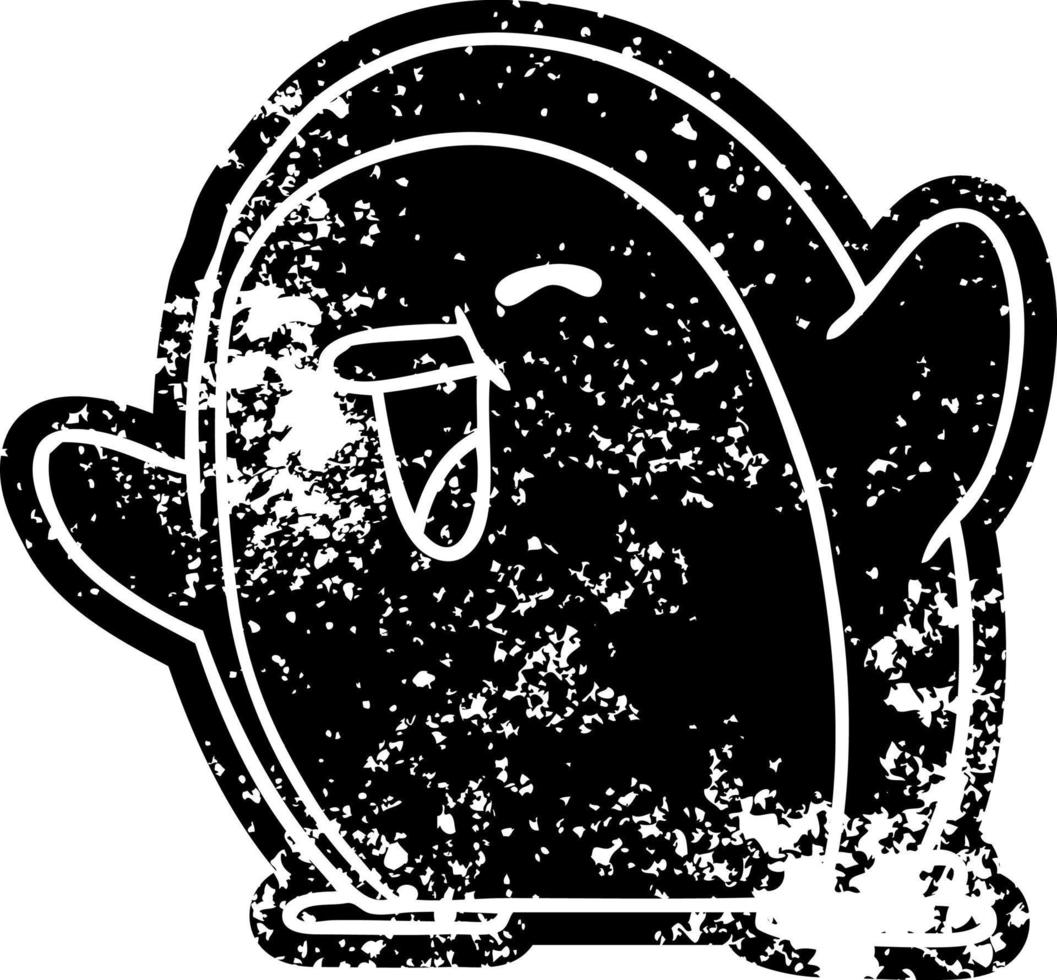 grunge ikon kawaii av en söt pingvin vektor