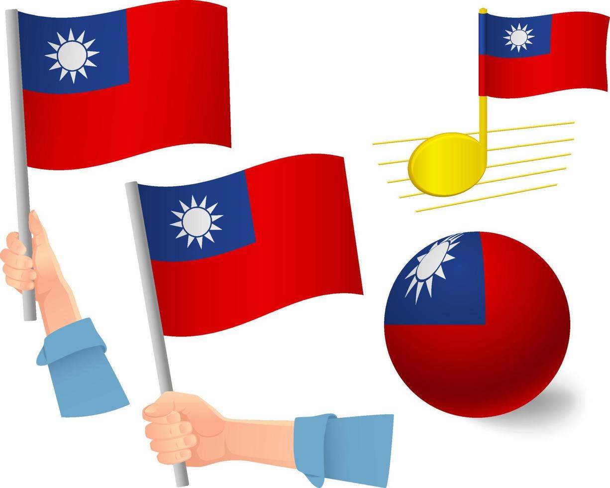 taiwan flagga ikonuppsättning vektor