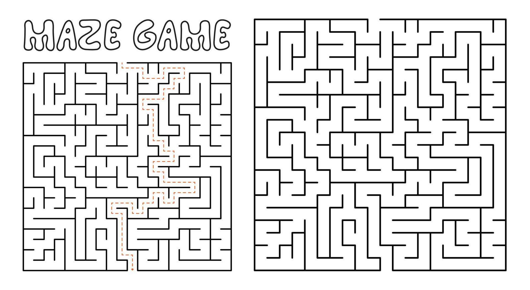 Labyrinthspiel für Kinder. komplexes labyrinth-puzzle mit lösung vektor