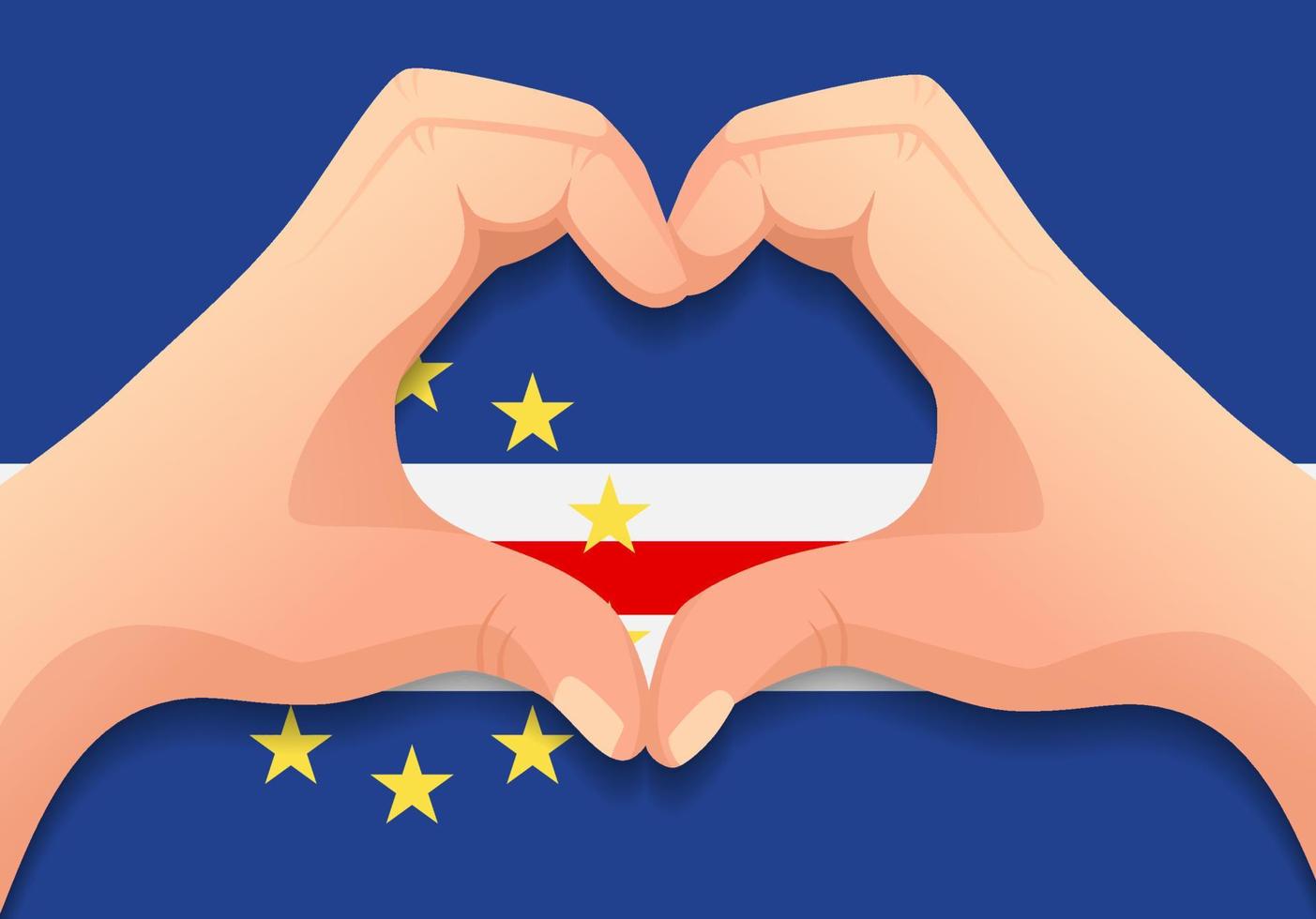 Kap Verde flagga och hand hjärta form vektor