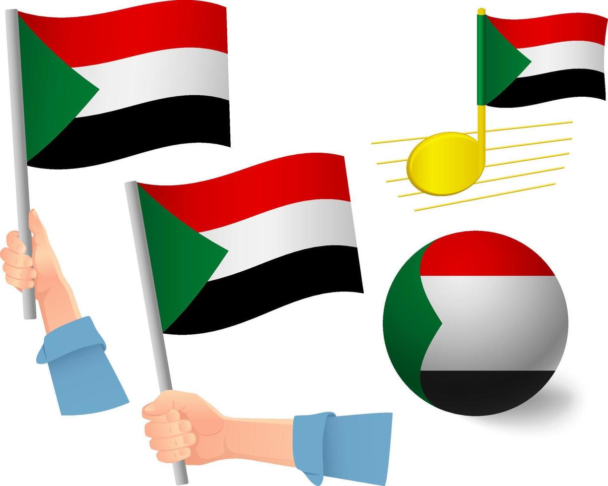 Sudan-Flagge-Icon-Set vektor