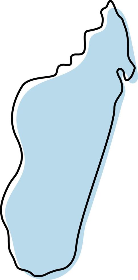stilisierte einfache Übersichtskarte von Madagaskar-Symbol. blaue Kartenskizze von Madagaskar-Vektorillustration vektor