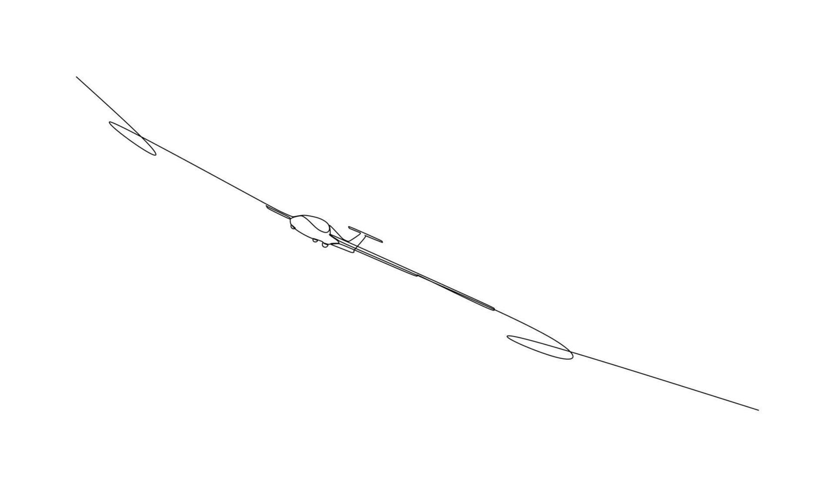 single continuous line - glider är ett flygplan med fast vingar som stöds under flygning av luftens dynamiska reaktion mot dess lyftytor. illustration för transport och teknik vektor