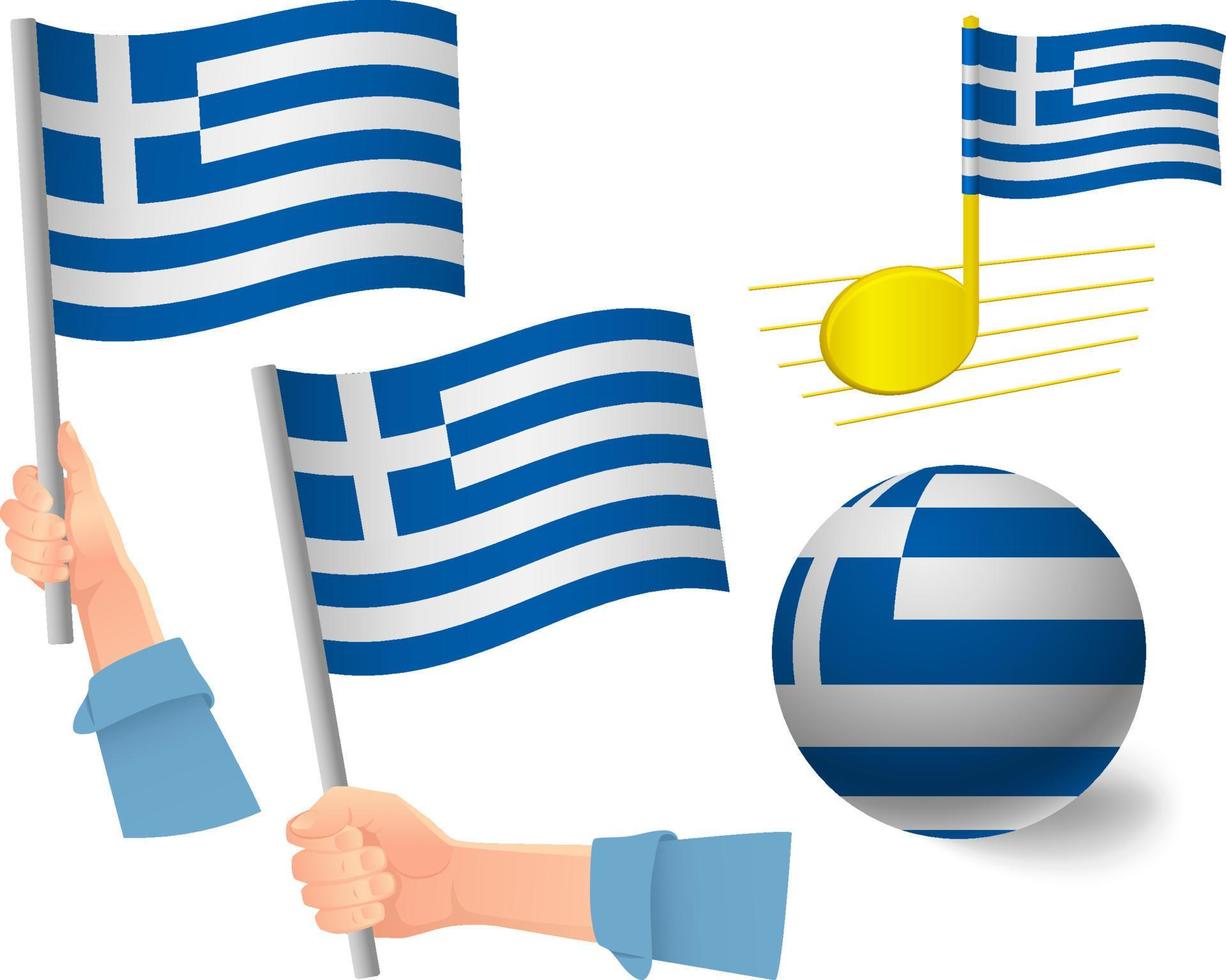 grekland flagga ikonuppsättning vektor