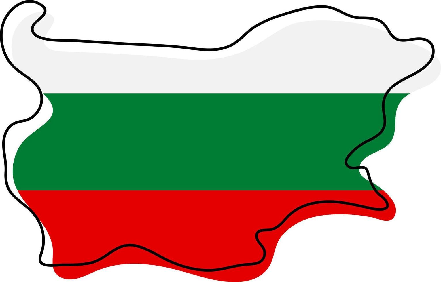 stiliserad konturkarta över bulgarien med flaggikonen. flagga färg karta över bulgarien vektor illustration.