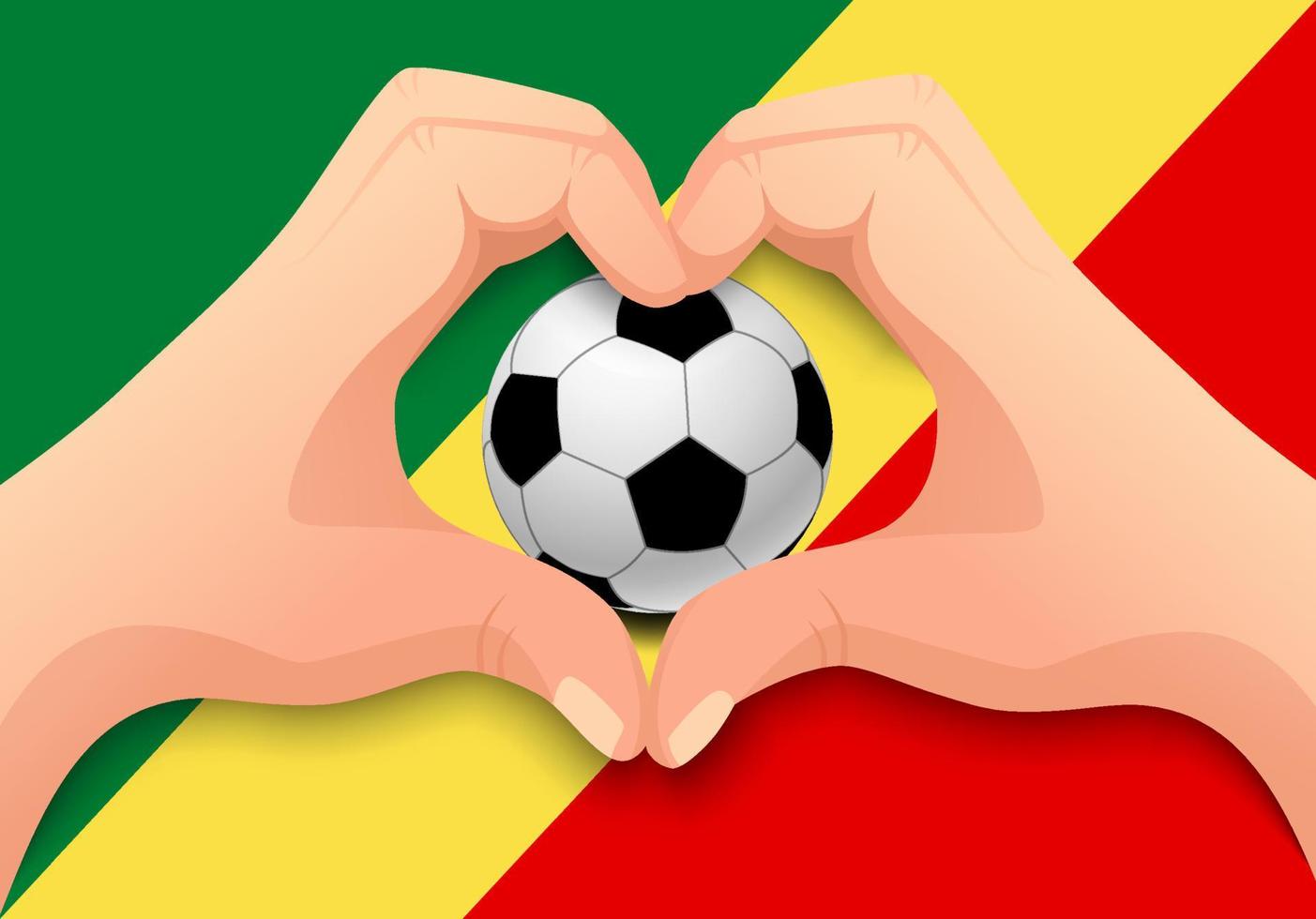 Kongo-Fußball und Handherzform vektor