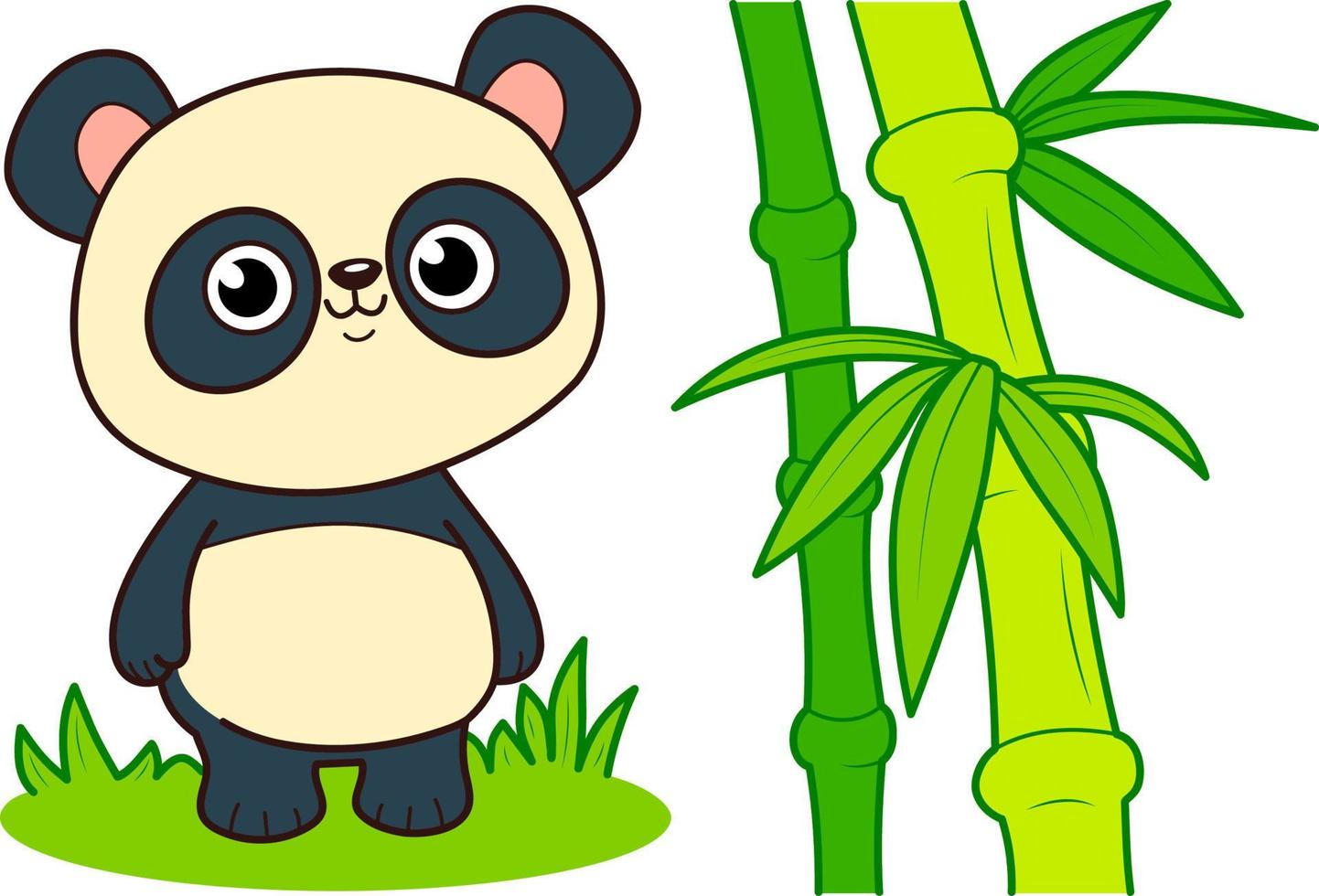 niedlicher Panda-Cartoon. Bambus, Panda-Clipart vektor
