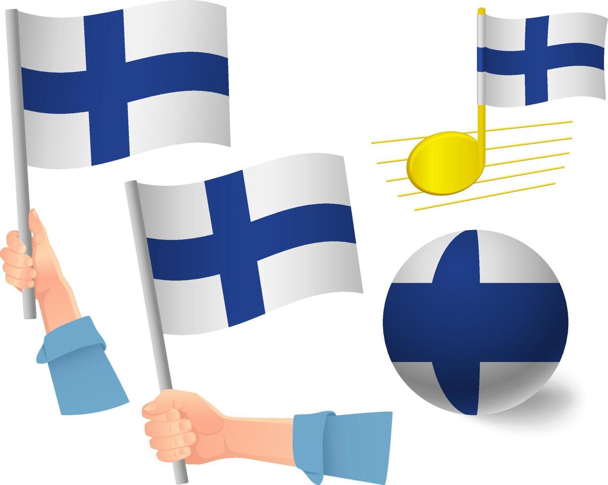 finland flagga ikonuppsättning vektor