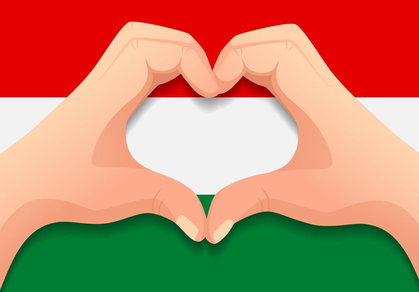 Ungerns flagga och hand hjärta form vektor