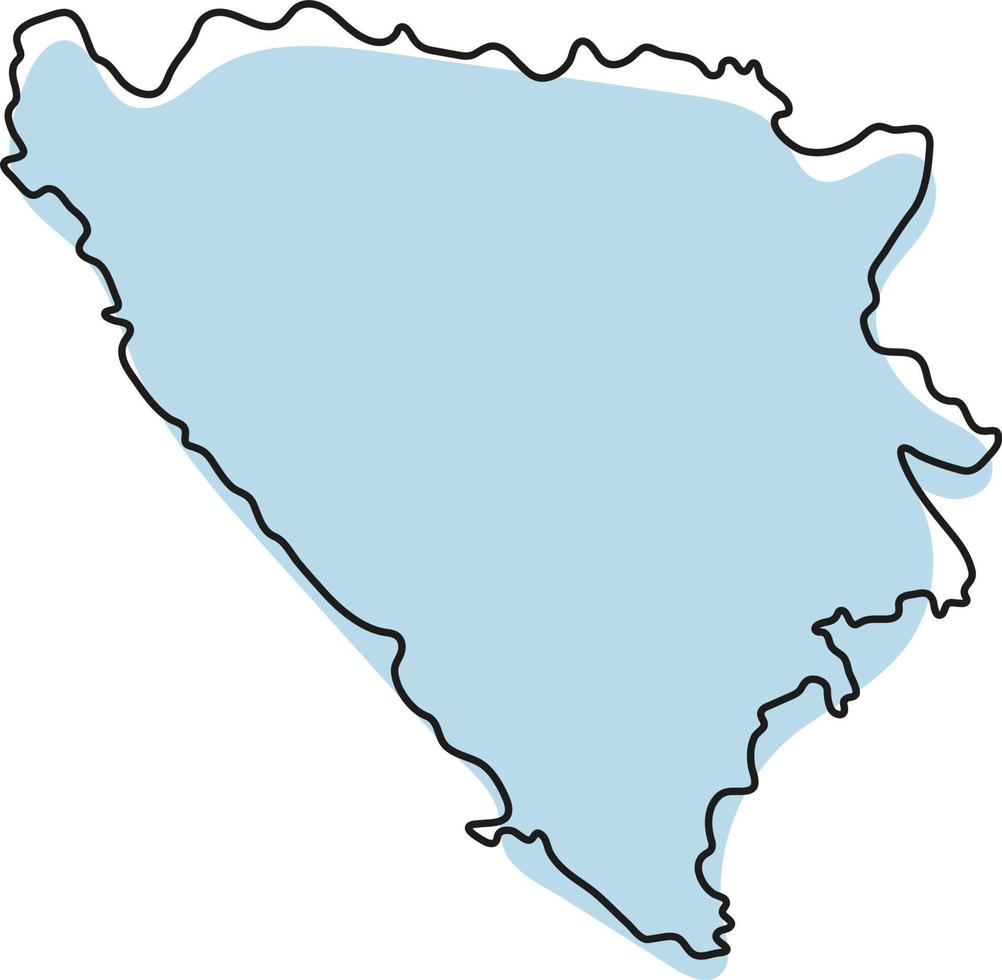 stiliserade enkel kontur karta över Bosnien och Hercegovina ikon. blå skiss karta över Bosnien och Hercegovina vektorillustration vektor