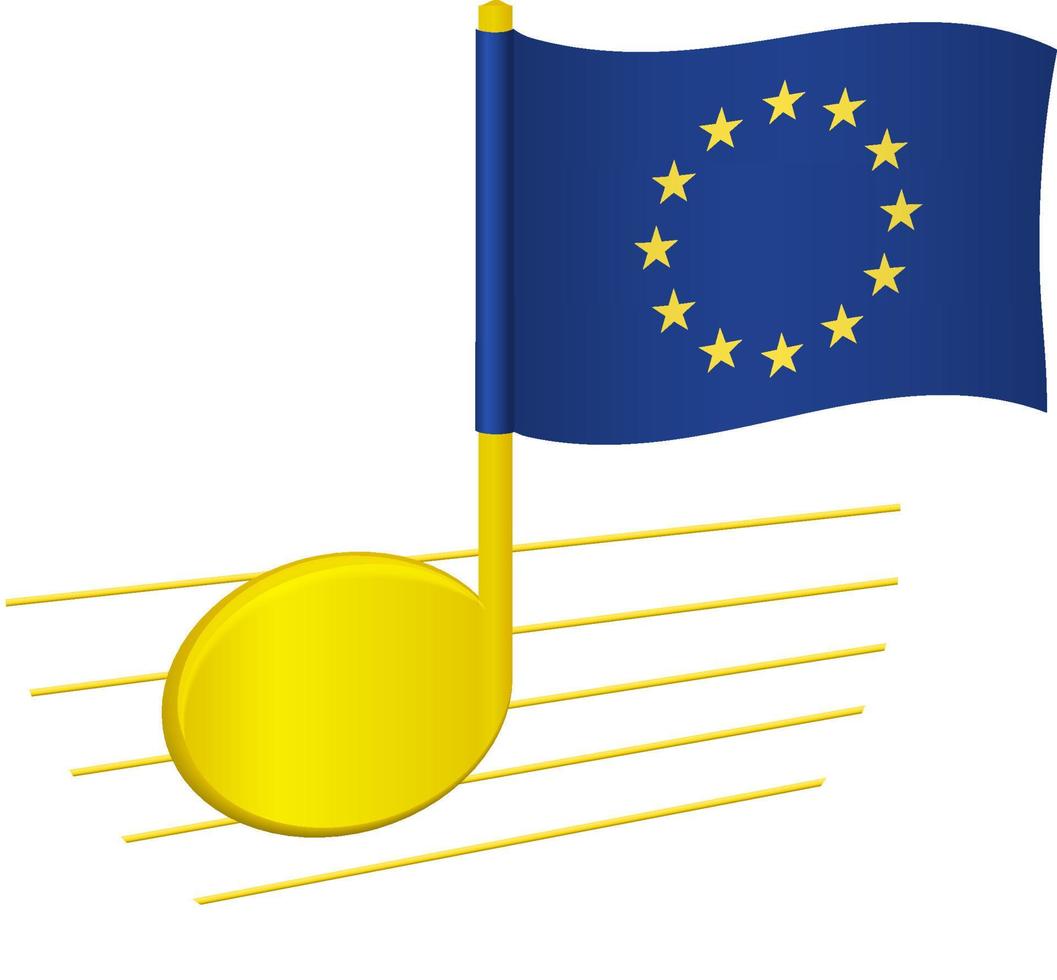 europa eu-flagga och musiknot vektor