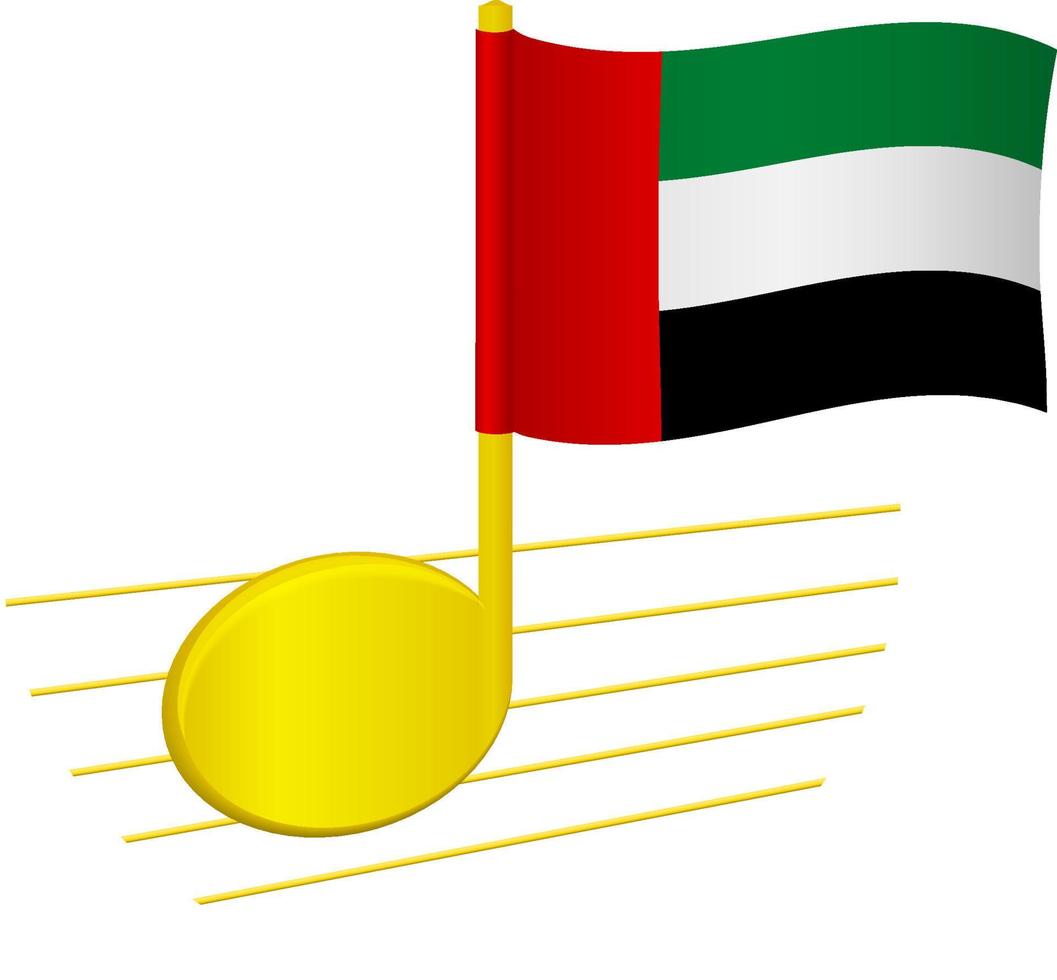 flagge der vereinigten arabischen emirate und musiknote vektor