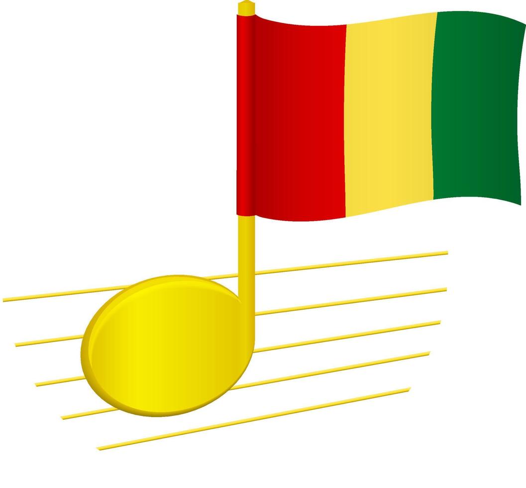 guinea-flagge und musiknote vektor