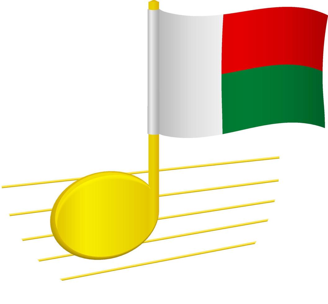 madagaskar flagga och musiknot vektor
