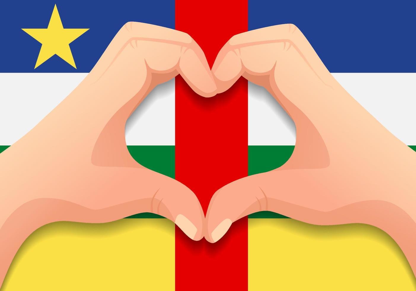 Centralafrikanska republikens flagga och hand hjärta form vektor