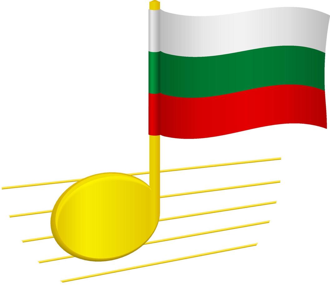 Bulgariens flagga och musiknot vektor