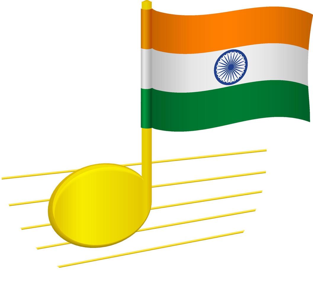 Indien flagga och musiknot vektor