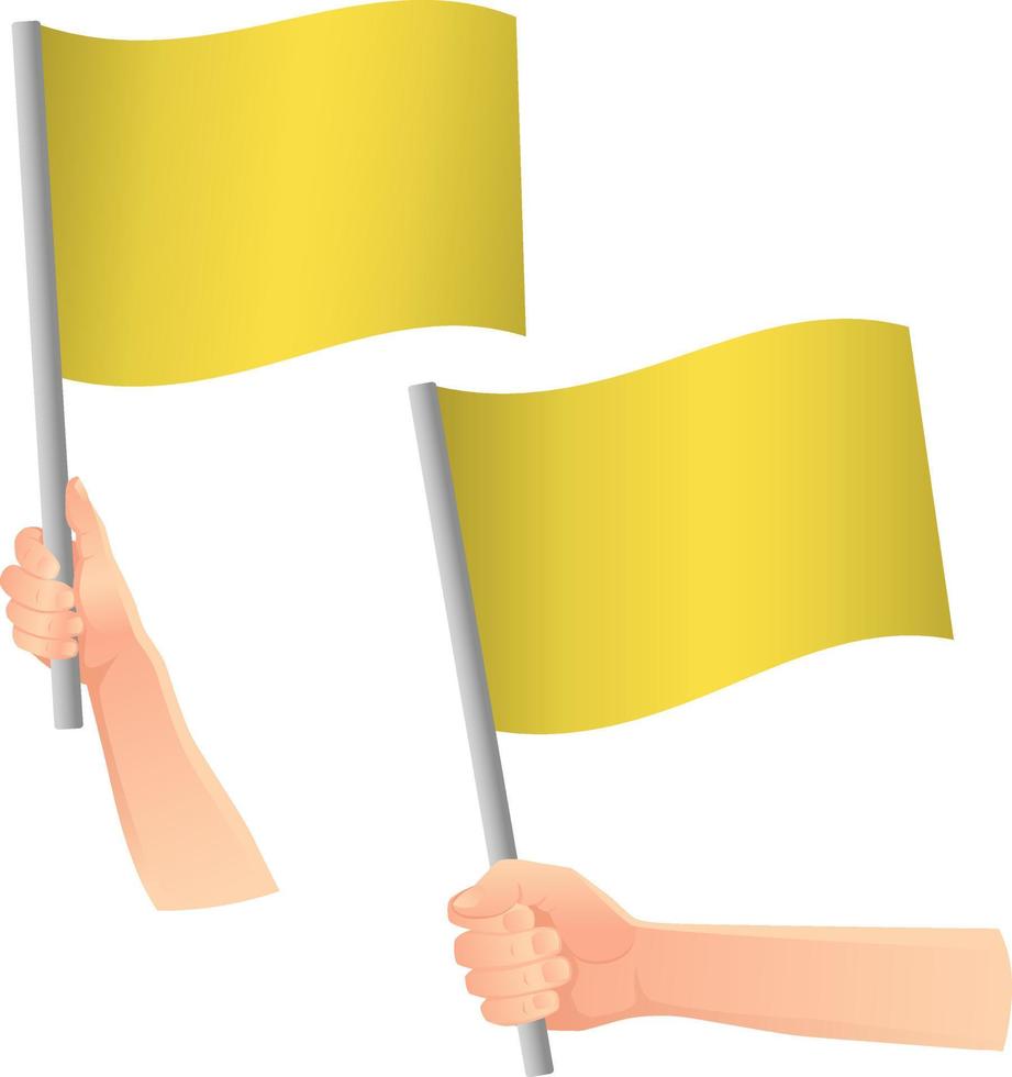 gul flagga i hand ikon vektor