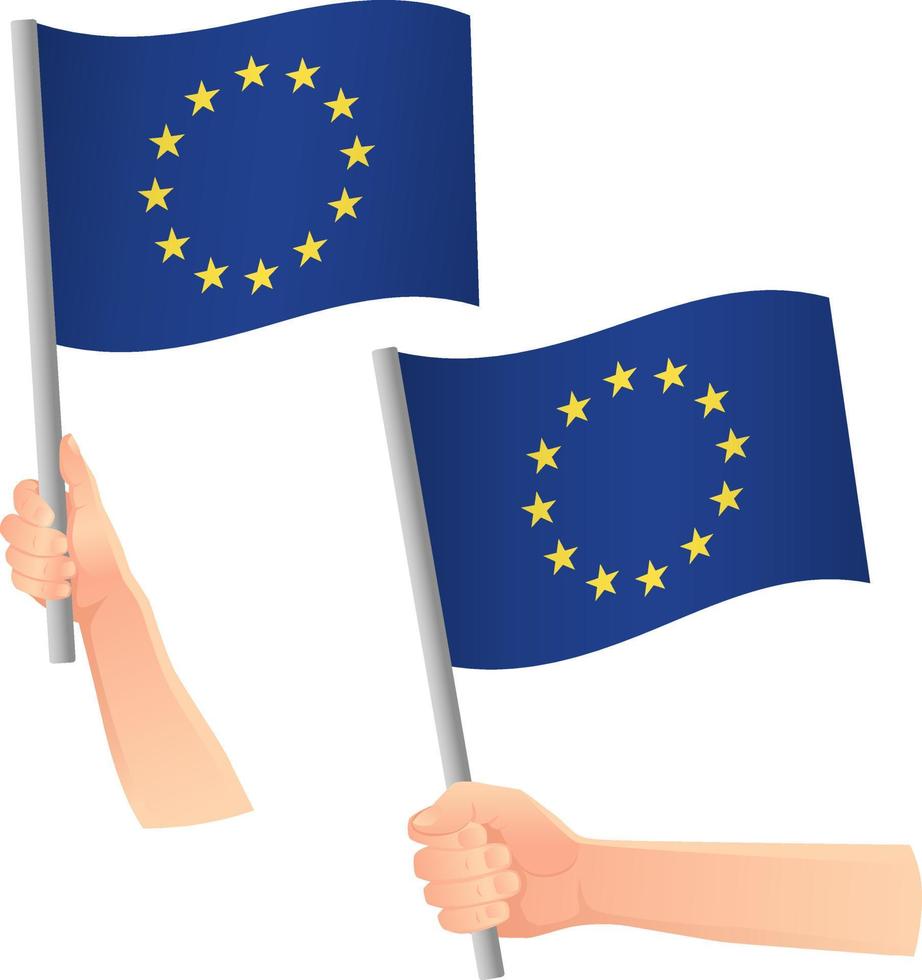 europa eu-flagge in der hand symbol vektor