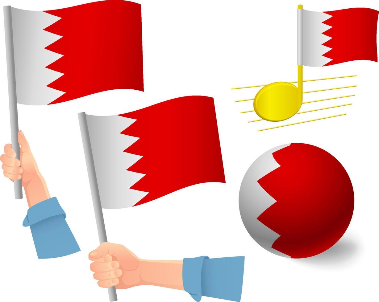 Bahrain flagga Ikonuppsättning vektor
