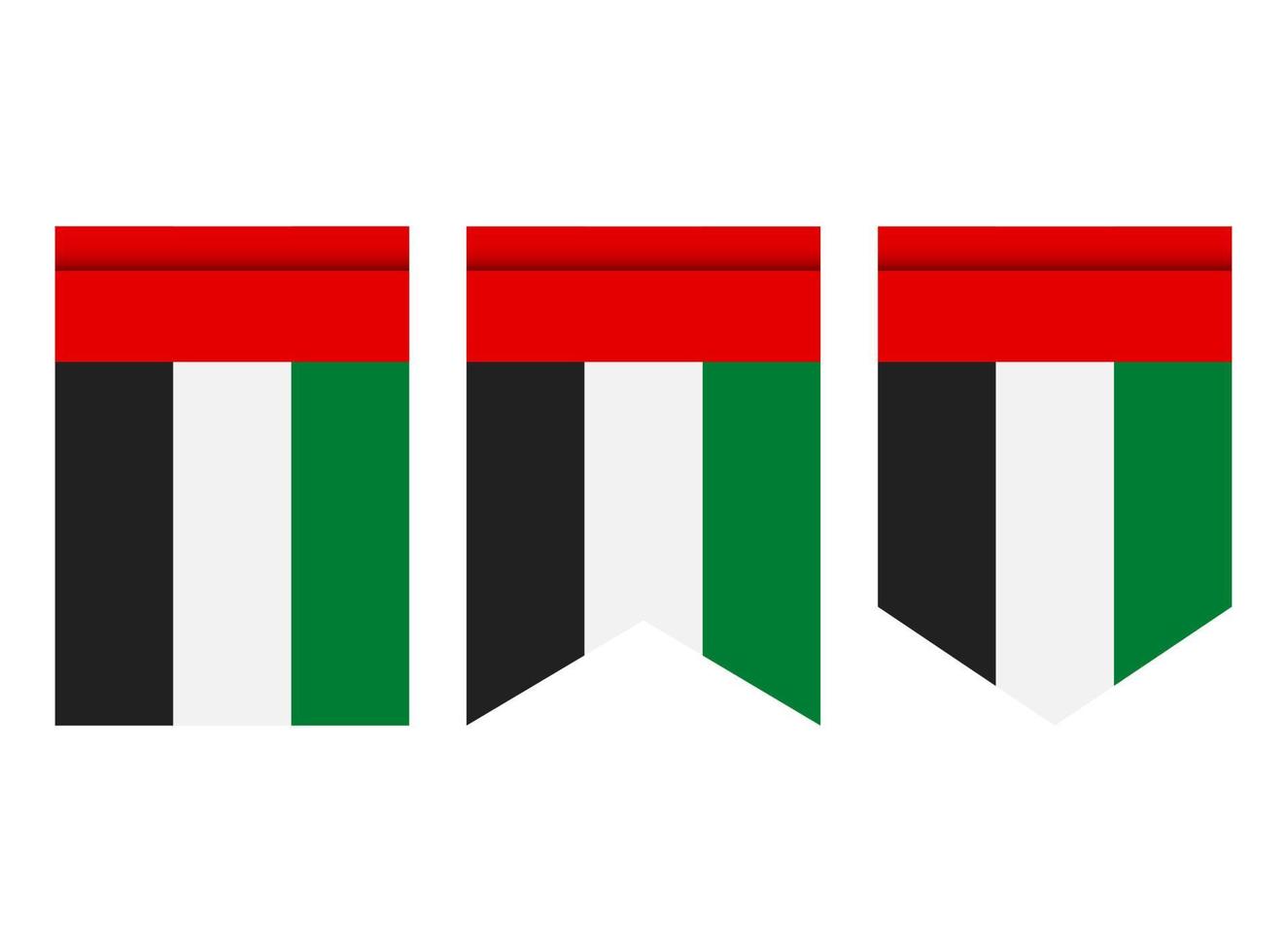 Flagge oder Wimpel der Vereinigten Arabischen Emirate isoliert auf weißem Hintergrund. Wimpel Flaggensymbol. vektor