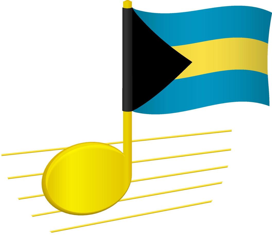 bahamas-flagge und musiknote vektor