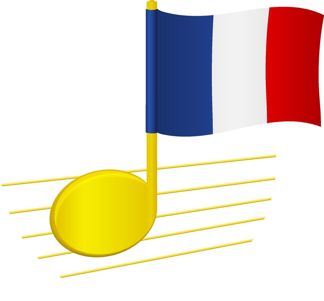 Frankreich-Flagge und Musiknote vektor