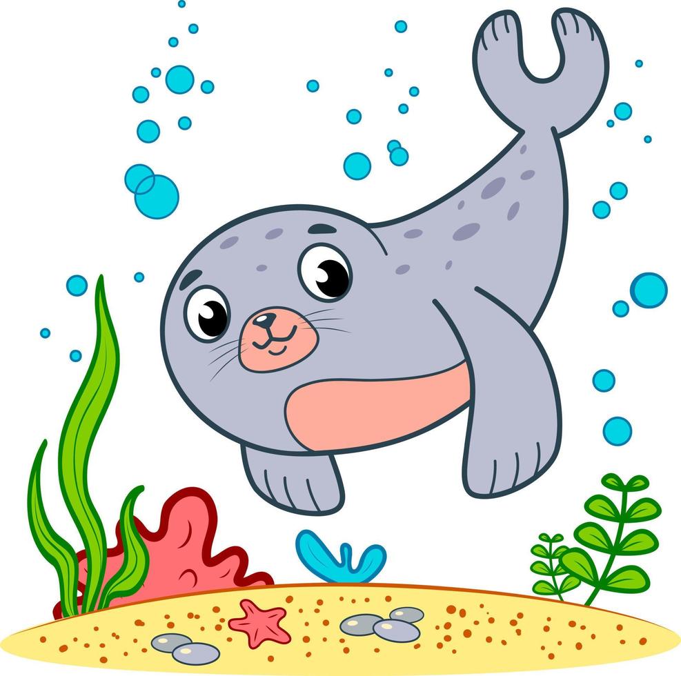 niedlicher siegel-unterwasser-cartoon. Siegel-Clipart vektor