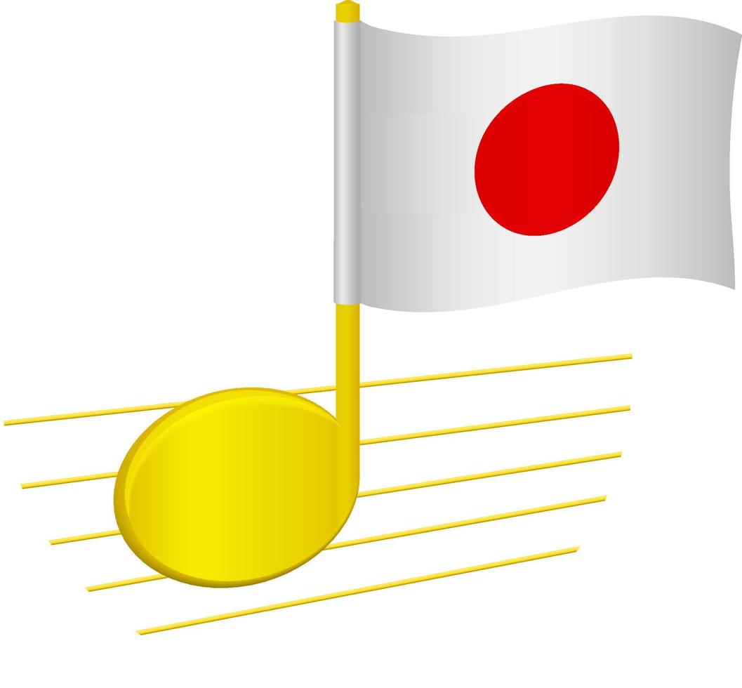 Japans flagga och musiknot vektor