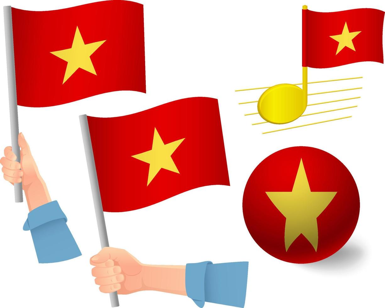 vietnam flagga ikonuppsättning vektor