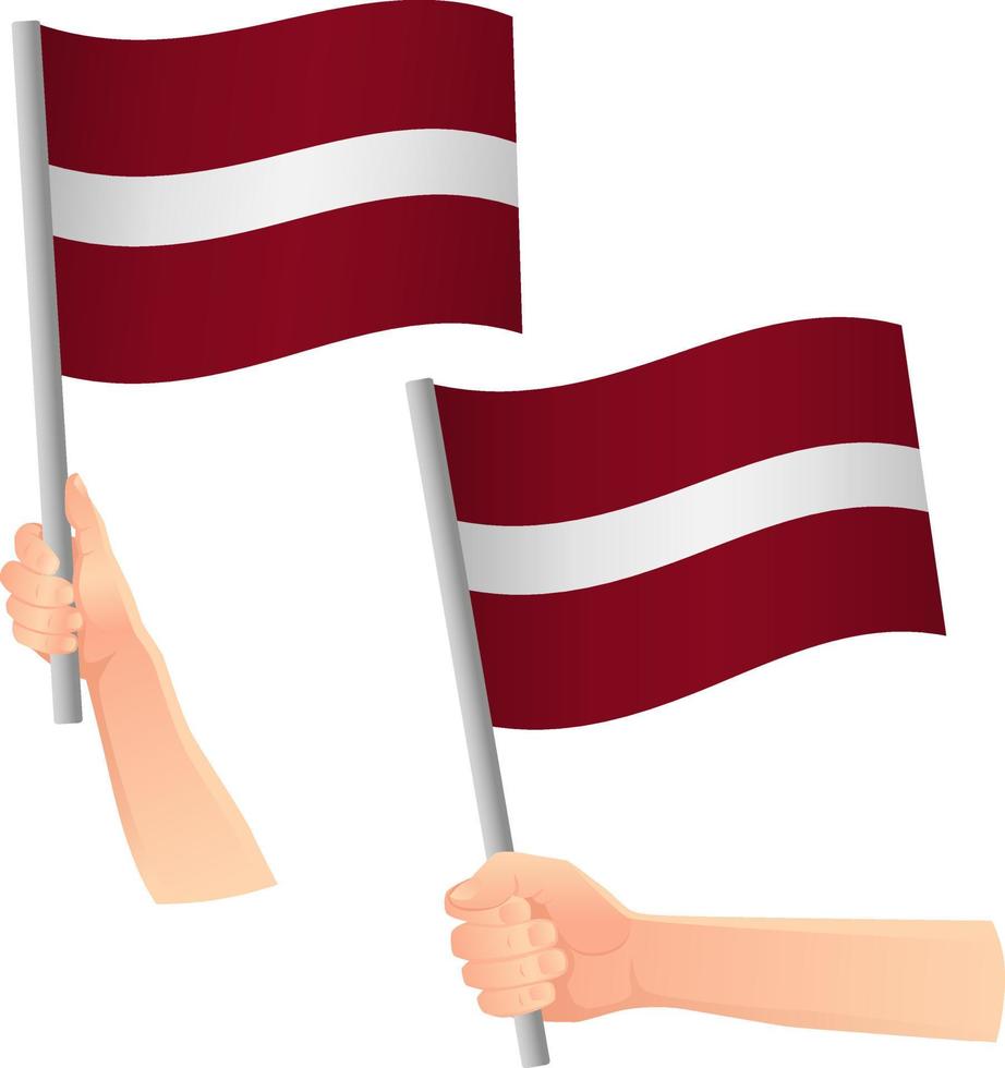 Symbol für die lettische Flagge in der Hand vektor