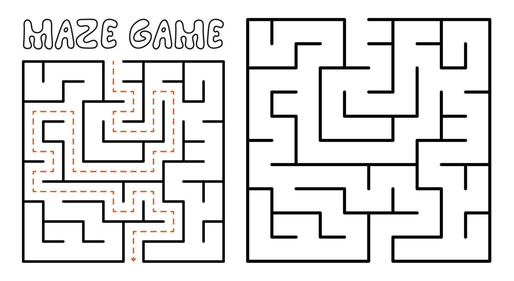 Labyrinthspiel für Kinder. Labyrinth-Puzzle mit Lösung vektor