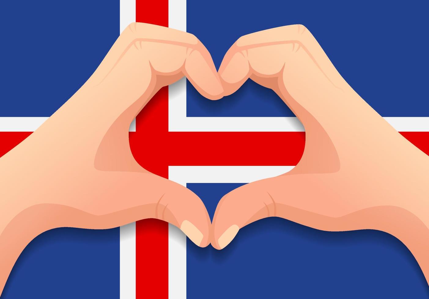 Island-Flagge und Handherzform vektor