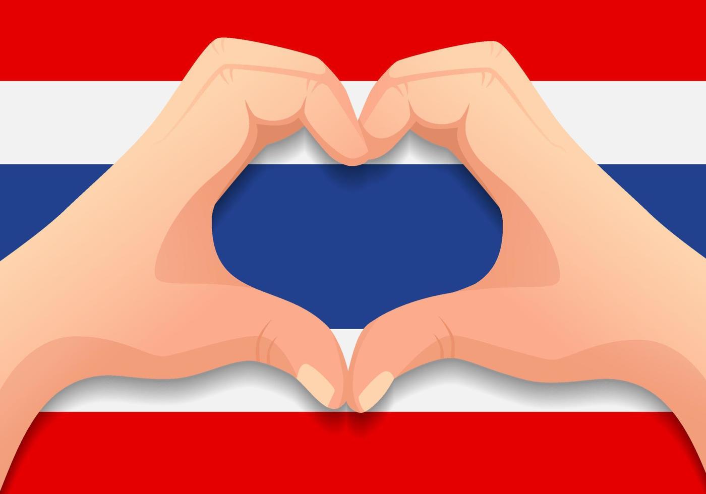Thailand flagga och hand hjärta form vektor