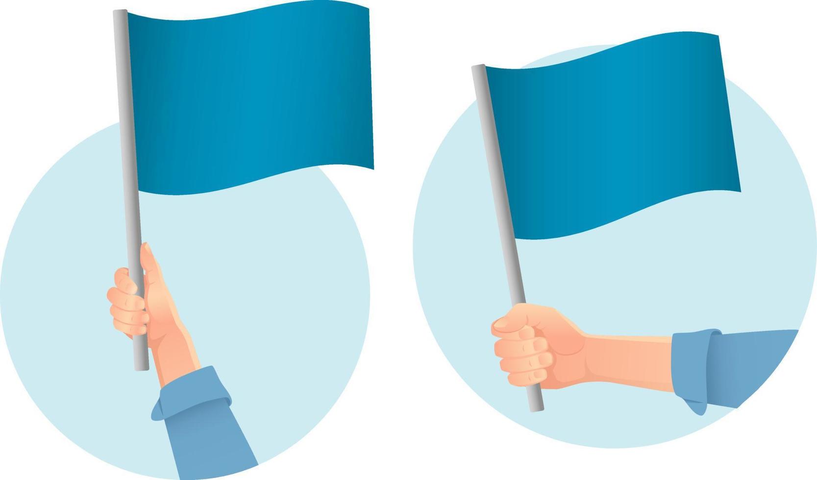 blaue Flagge in der Hand-Symbol vektor