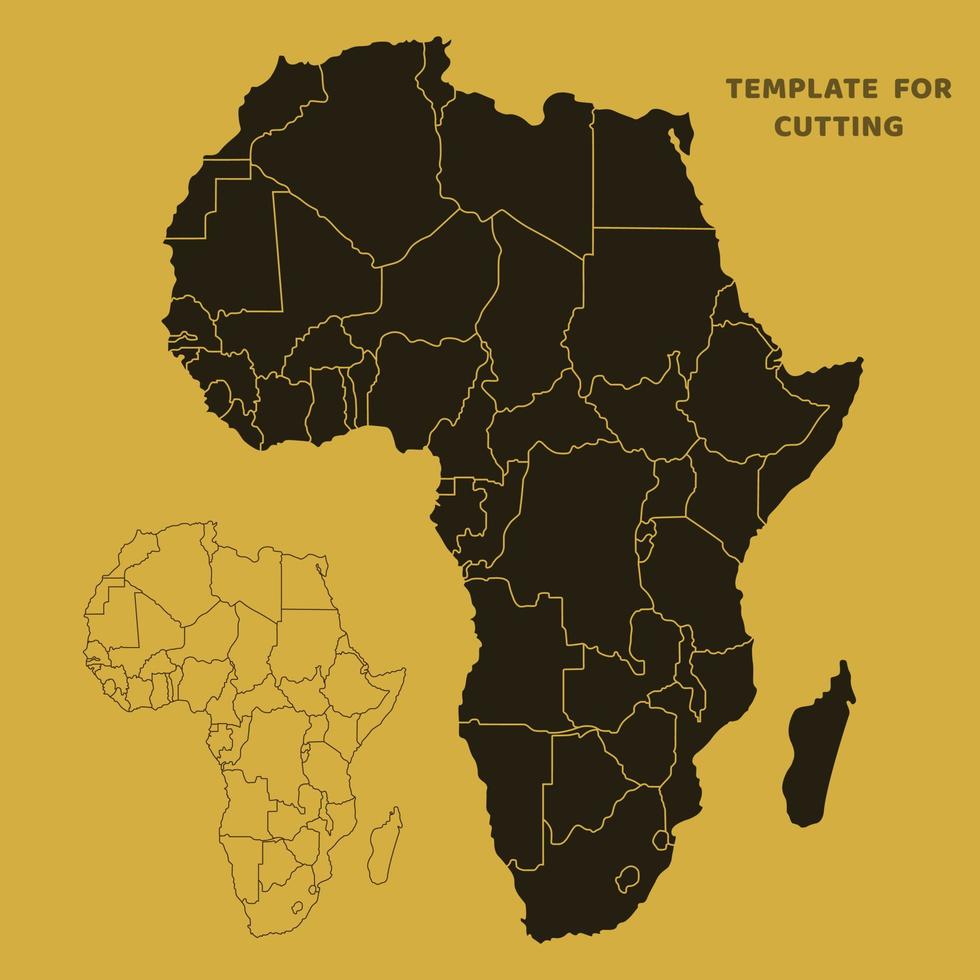 afrika-kartenvorlage für laserschneiden, holzschnitzerei, papierschnitt. Silhouetten zum Schneiden. Afrika Karte Vektorschablone. vektor